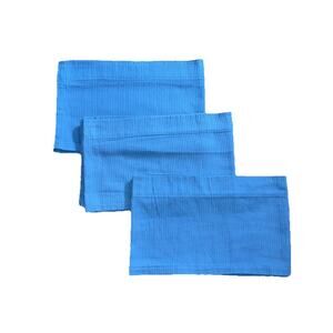 Sears Perma-Prest Rough Cord Valances Short Curtains Set 3 Rare Vintage 70s Blue